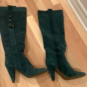 Fornarina suede blue feel heeled boots under knee